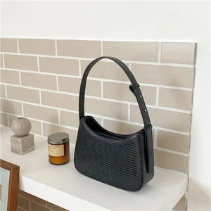 2026 Wholesale Hot Style Women's Shoulder Bags Fashion Designer Hand Bag Retro Striped Hard PU Leather Handbags