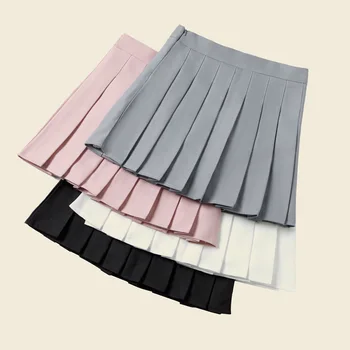 MINMIN Summer Women Skirt 2021 WF0210 High Waist Stitching Student Pleated Skirts Women Cute Sweet Girls Dance Mini Skirt