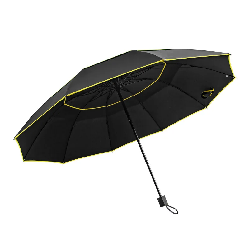 DD1686   Automatic Open Golf Umbrella Extra Large Oversize Windproof Rain Parasol Double Canopy Vented Stick Umbrellas