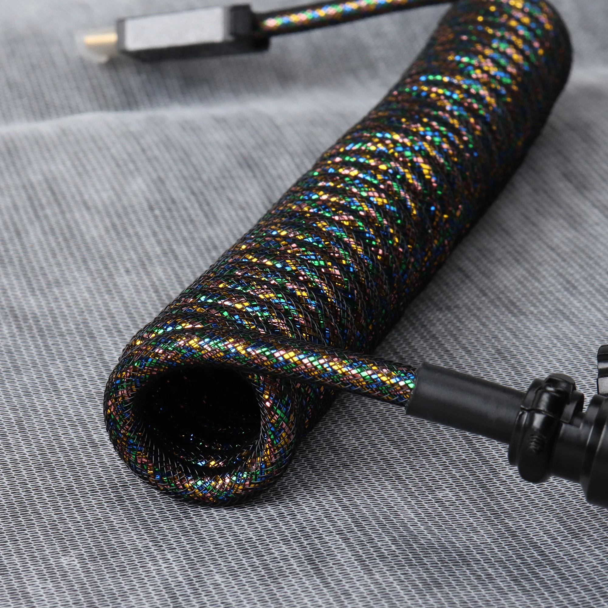 Câble Spiralé USB-C Pour Clavier Mécanique - Connecteur Aviateur Métal - Orange