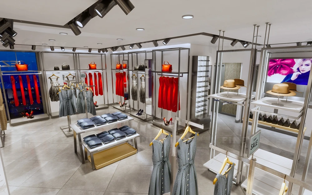 Retail Garment Store Clothing Shop Display Stand Women Clothing Shop Rack for Ladies Clothing Shop Interior Design
