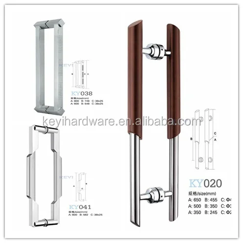 KEYI Hardware H Type Double Sided Stainless Steel Lever Pull Handle for Glass Door