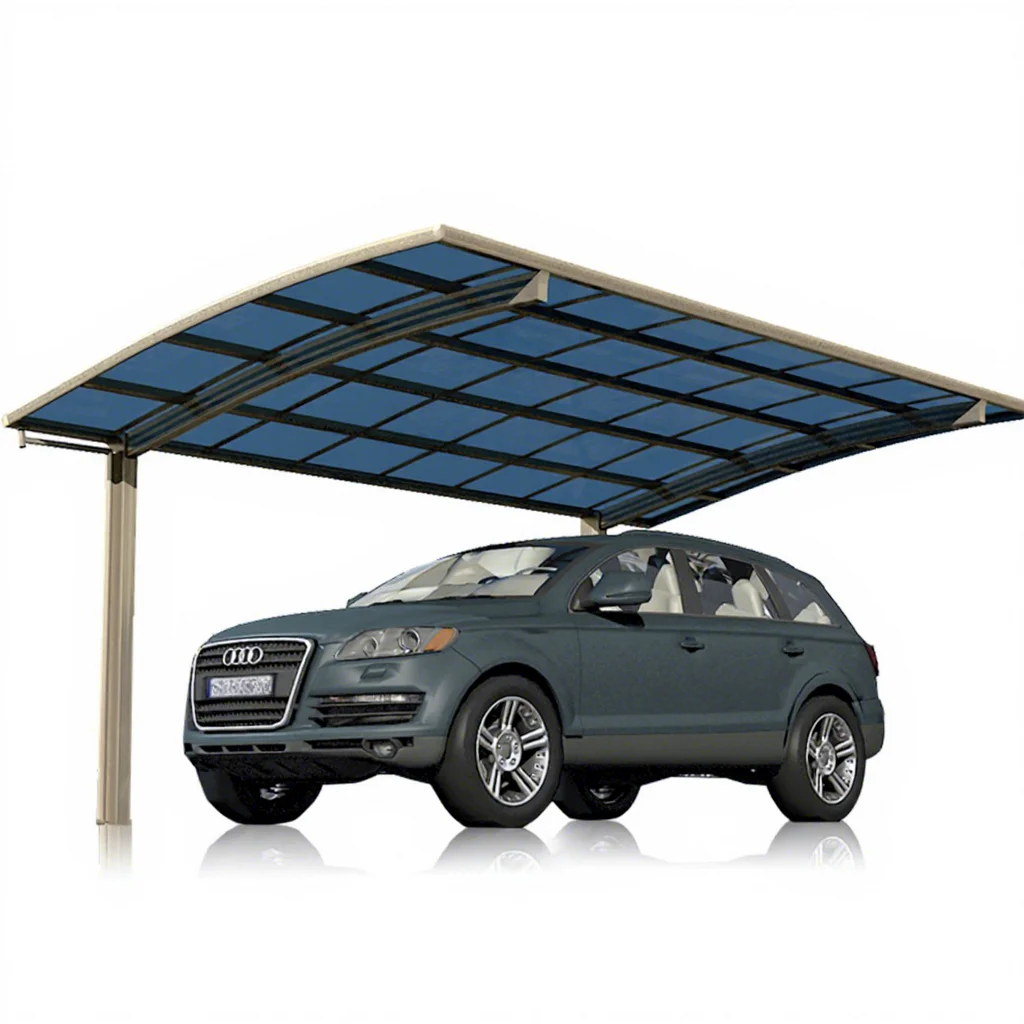 Aluminum Alloy Frame DIY Cantilever Waterproof Carport Kits with Polycarbonate Roof Customizable Size Car Parking Shelter