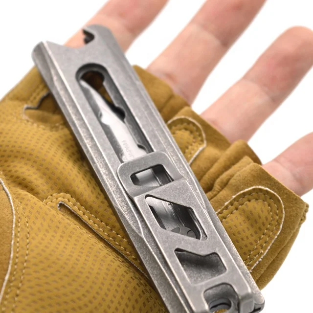 Anti-corrosion hand sliding titanium utility sliding pocket knife with knife belt clip