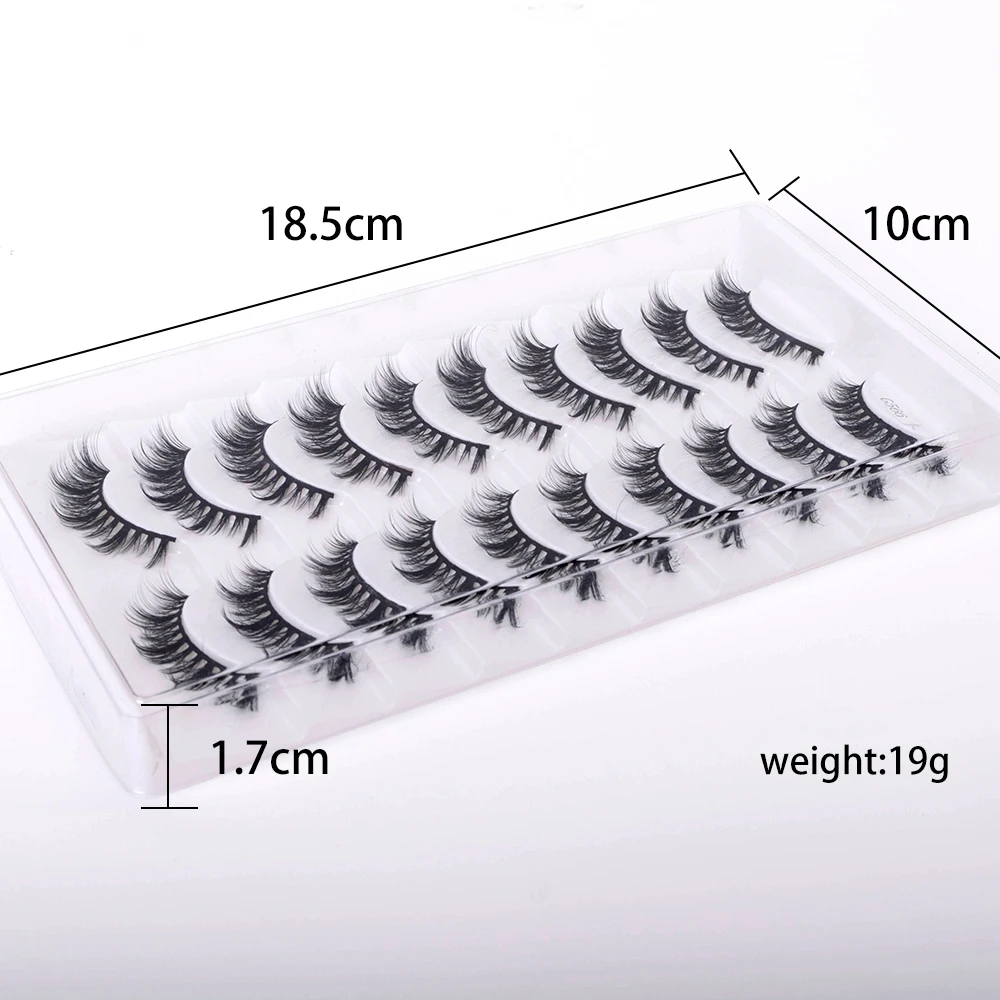 Yiernuo 10 Pairs Natural Short Eyelashes 3D Silk Full Strip Wholesale From Qingdao Vendor Factory Best Price in China
