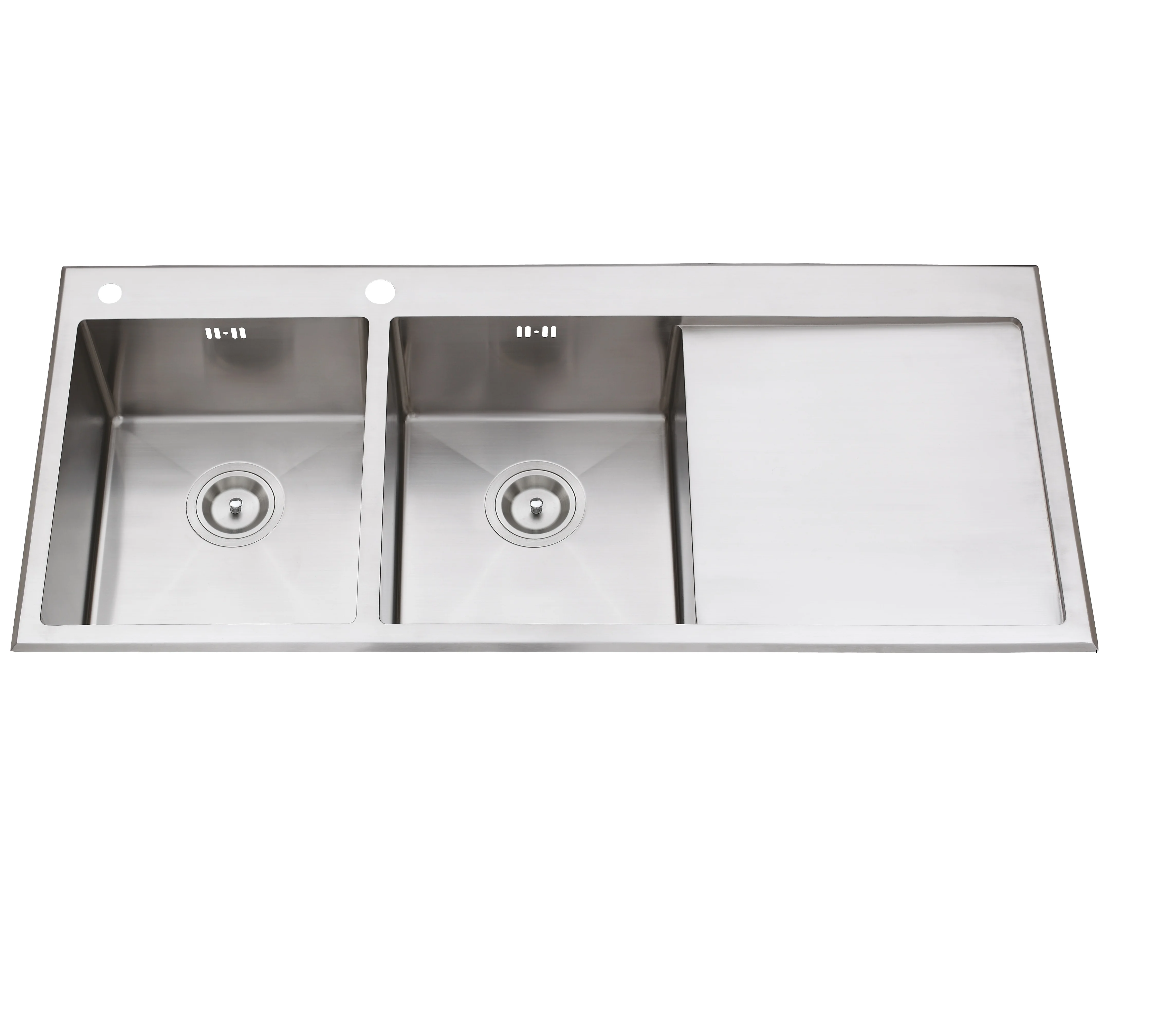 Stainless Steel Kitchen Double Drainboard Sink With Drain Board ...