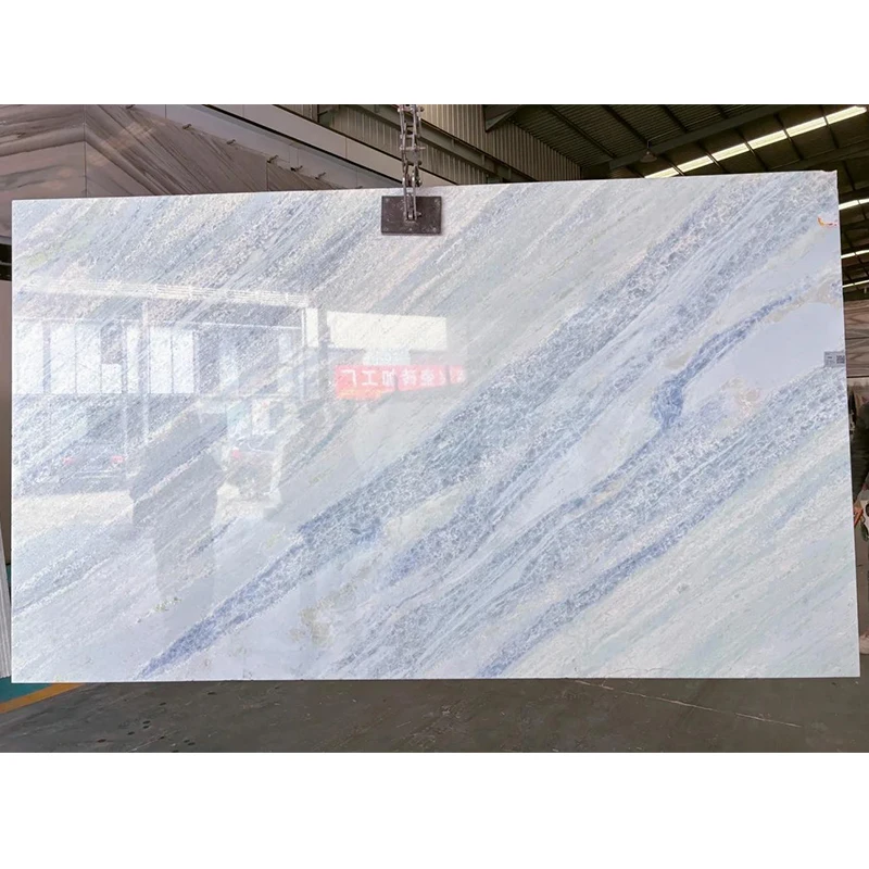 Modern Blue Crystal Marble Translucent Brazilian Luxury Stone Quartzite Slab Polished Waterproof for Indoor Use for Bathrooms
