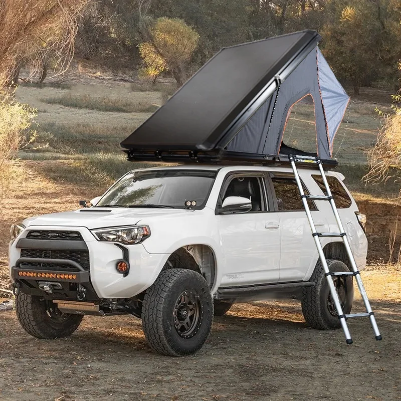 China Factory 4x4 SUV Off-road Outdoor Camper Triangle Rooftop Tent  Automatic Portable Folding Car Awning Tent for Sale