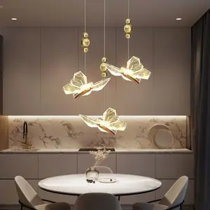 JACKSUN Luxury LED Butterfly Pendant Lights Modern Acrylic Small Hanging Lamp for Bedroom Bedside Indoor Pendant Lamp