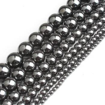 Wholesale Natural 2/3/4/6/8/10/12mm Black Hematite Stone Beads for Jewelry Making