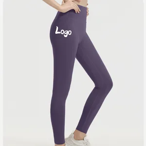 Custom Logo Print Durable Solid Yoga Pants High Waist Women Workout Fitness Clothing Gym Wear High Quality Running Leggings