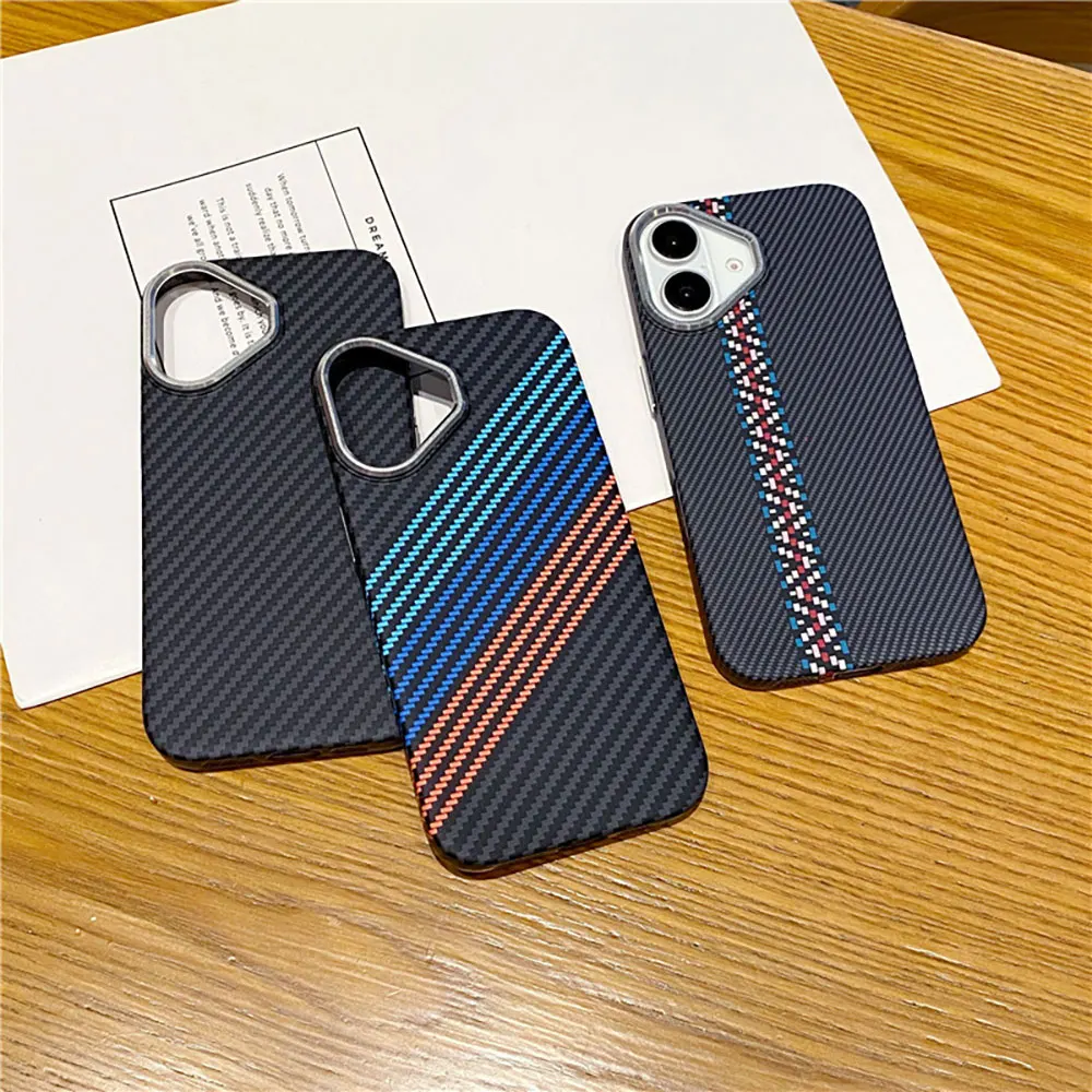 Funda de teléfono de fibra de carbono Laudtec LX494 con diseño atmosférico simple y ligero anti caída para iPhone 16 15 14 13 12promax  