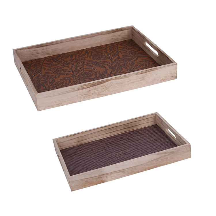 K B Wholesale Leather Top Design Wood Large Ottoman Tray Set Of 2 For Ottoman And Coffee Table Buy Wood Tray Set Ottoman Tray Large Large Tray For Ottoman And Coffee Table Product On