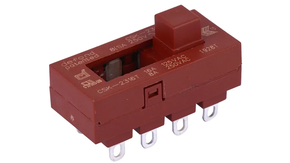 2 Interruttori Scorrevoli DEFOND CSK-2316 &ndash; 3 Posizioni &ndash; 16A 125VAC / 8A 250VAC