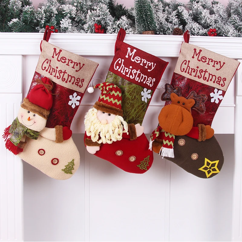 Wholesale Christmas Ornament Gift Bag Santa Red Socks Stocking ...