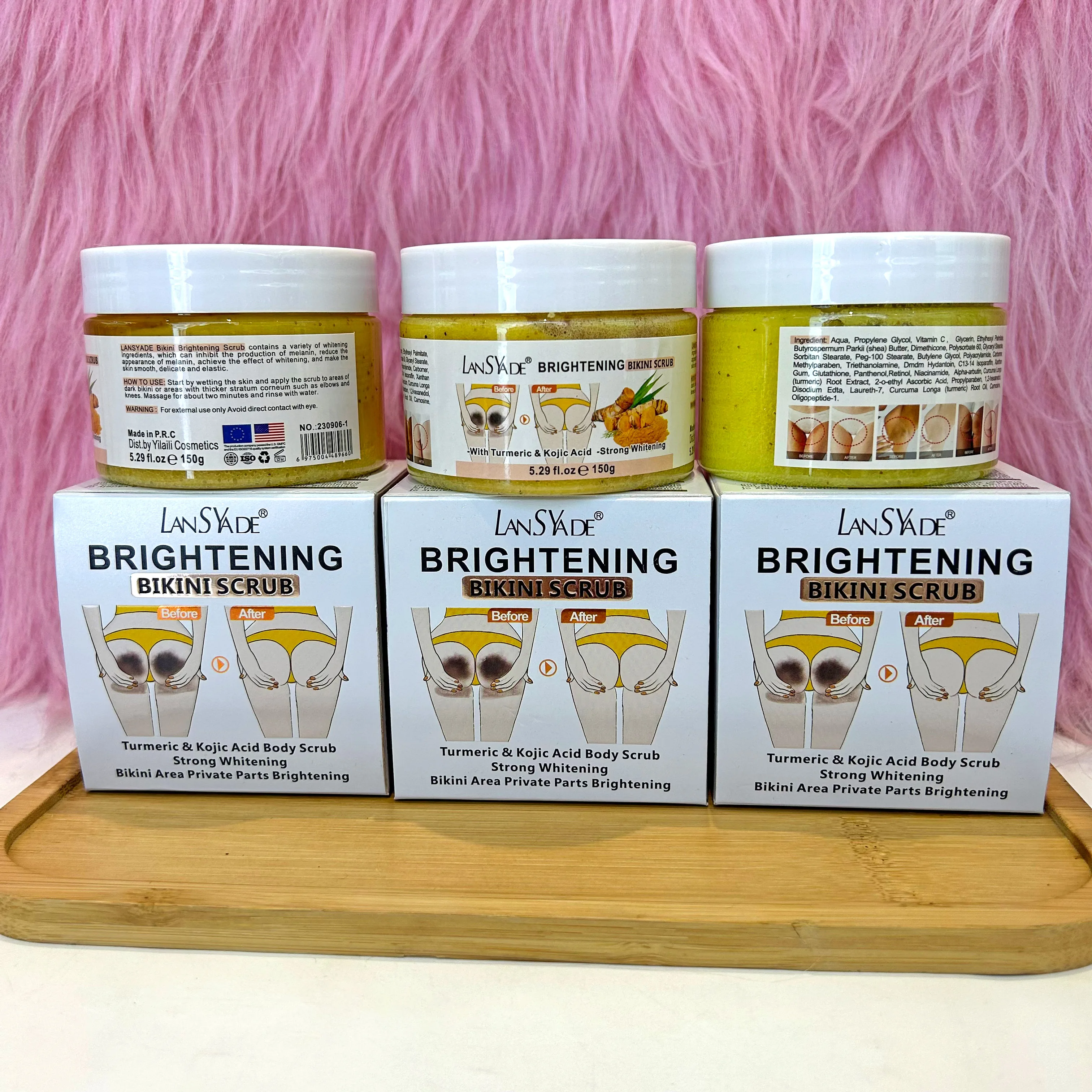 Whitening Exfoliating Bath Salt Bikini Scrub Turmeric Kojic Acid Private  Area Women Body Scrub Deep Cleaning Dark Spots Skincare