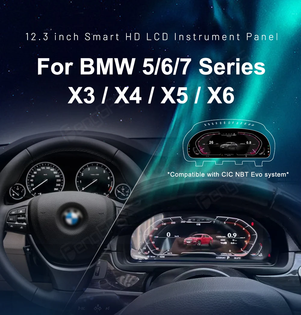 Zwnav 12.3" Lcd Dashboard Player Digital Cluster Instrument Panel