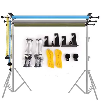 Triple Roller Wall Mount Retractable Manual Photography Backdrop Support System Photo Video Studio Backdrop Stand detail image
