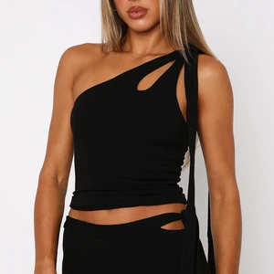 Factory New Style Cutout Design Activewear Yoga tank Tops Lace up One Shoulder Women Solid Color Fitness Gym tank Tops