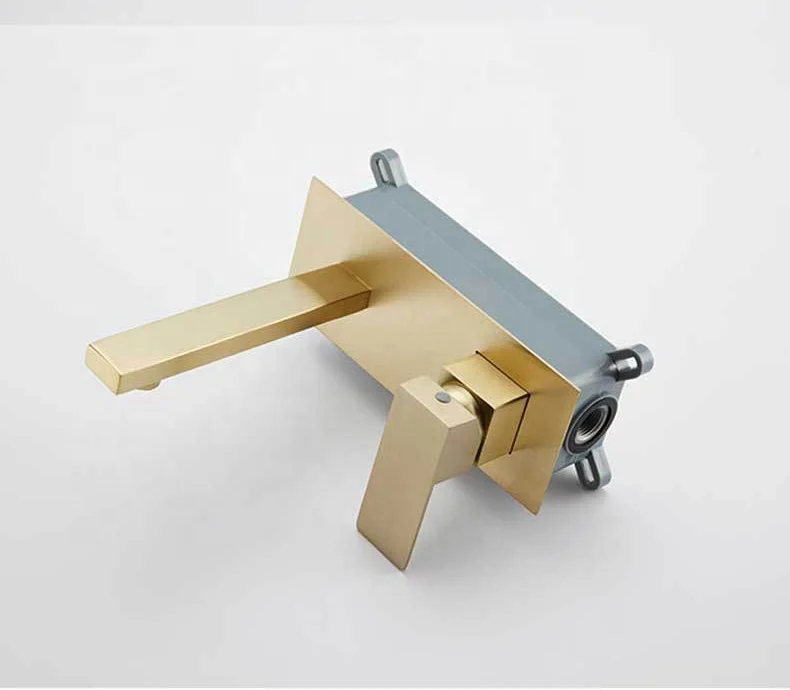 Смеситель для раковины с низким выходом роскошный кран ванной комнаты золото матовой поверхностью настенное