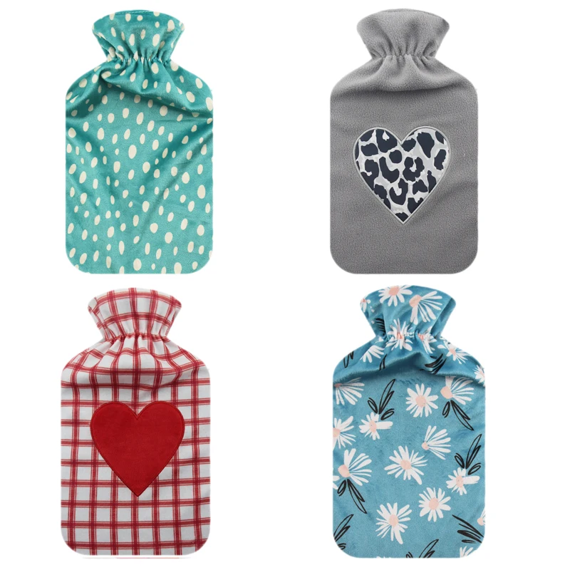 chian supplies custom reusable removable 2l pvc rubber waterproof hot water bottle bags fleece cover for girls