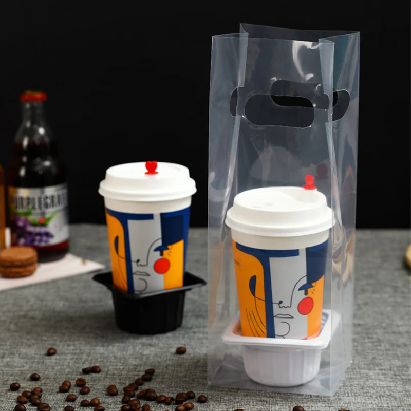Disposable Plastic Carrier Coffee Milk Tea Cup Holder Plastic