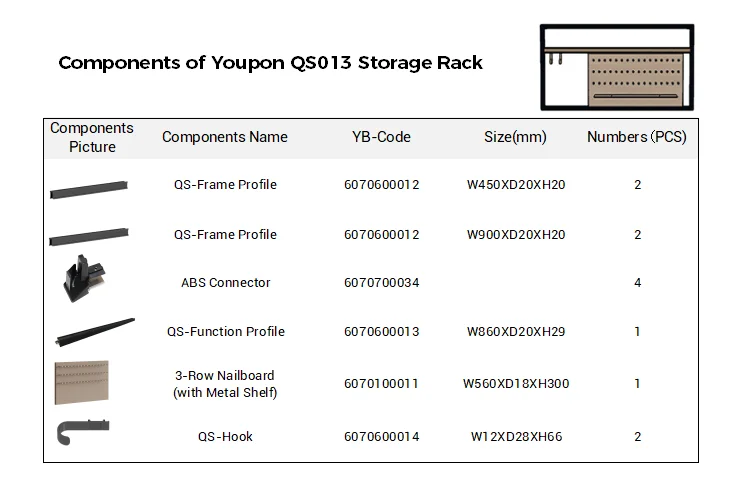 YOUPON Aluminium Alloy Rectangle Wall Mounted Multi-Tier Storage Rack-Durable Large Capacity Office & Home Organizer manufacture