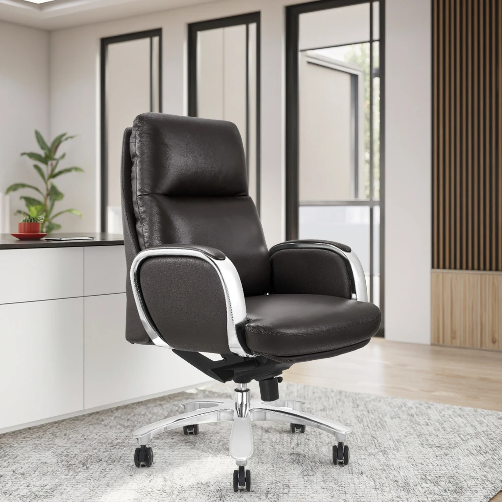 Luxury Managers Office Chair Memory Foam Padding Tilt Lock System Breathable Leather 6