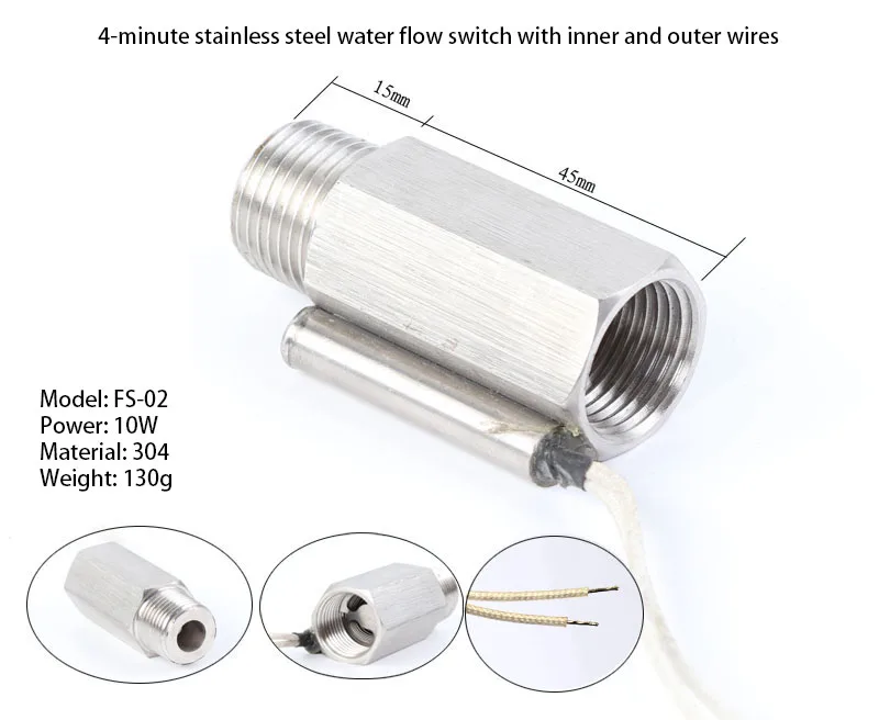 thumbnail image 2 of Stainless Steel Water Flow Switch - 1/2" NPT Male Thread For Water Treatment & HVAC Systems 2 of 6