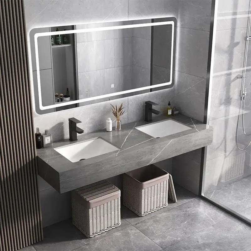 Modern Design Solid Surface White Artificial Sintered Stone Bathroom Basin Wash Hand Basin Countertop