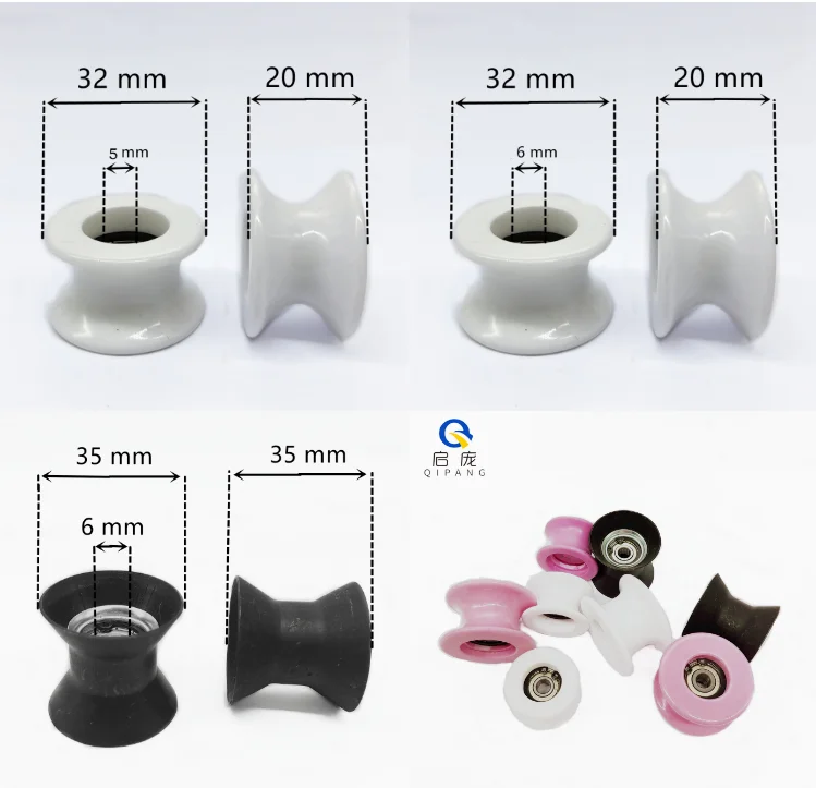 32mm Alumina Ceramic Wire Cable Guides , Pulley Ceramic Wire Rollers
