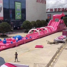 New design largest 50ft pink inflatable water slide for kids and adults