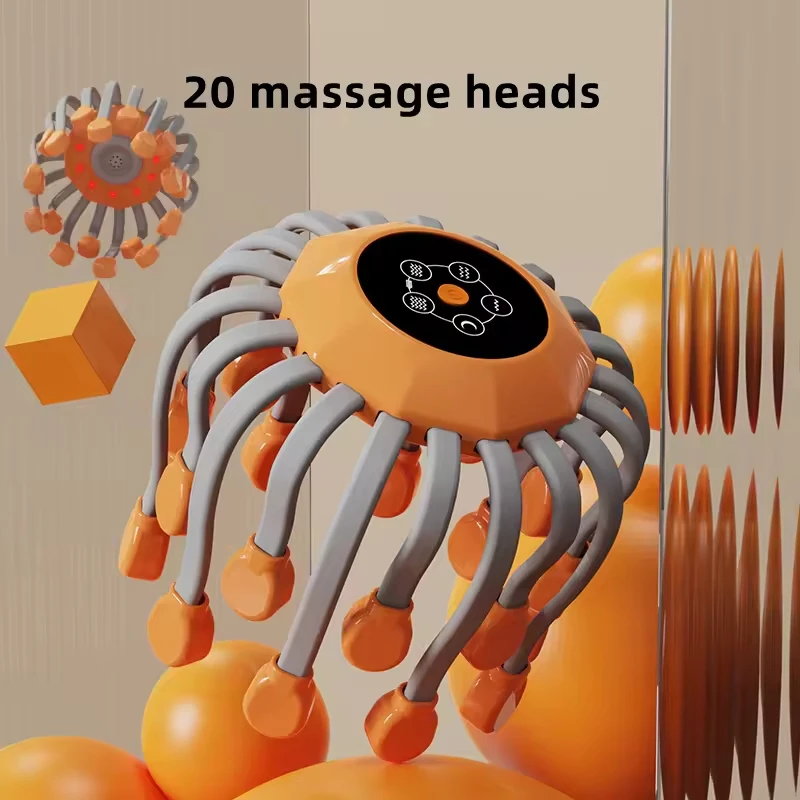 Universal Silicone Octopus Automatic Spider Vibration Scalp Electric Head  Massager Intelligent Timing Head Massager Device