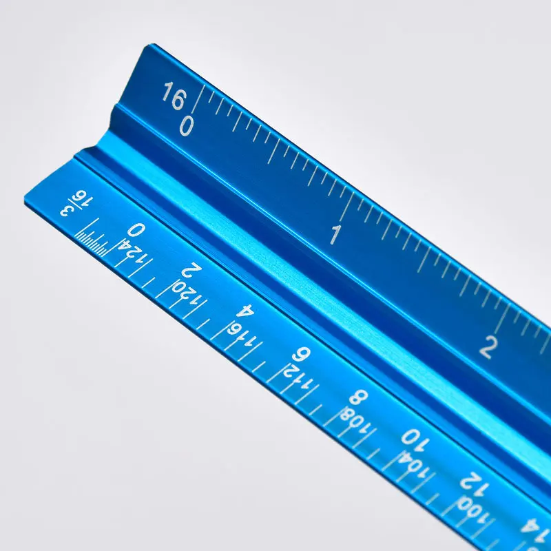 Three-Edged Triangular Architect Scale Ruler Aluminum Alloy Metal with Laser Numbers