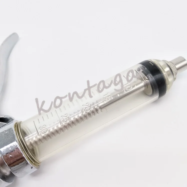 Veterinary Metal Automatic Continuous Pistol Syringe For Cattle Vaccine ...