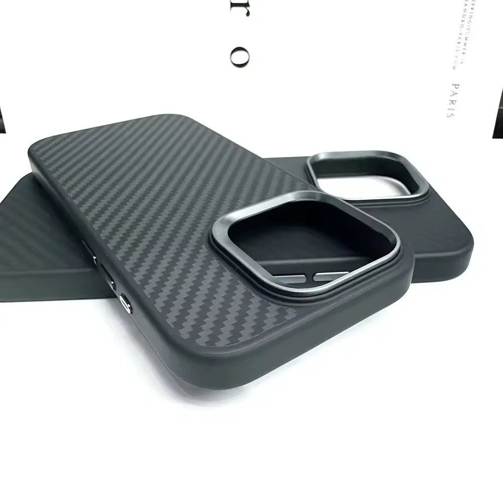 Mental Camera Frame Magnetic Ultra Thin Anti Drop Carbon Fibre Phone Case For Iphone 16 15 14 13 12 11 Plus Pro Max