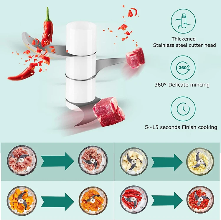 Push Button Automatic Quick Spin Electric Garlic Chopper Garlic Chopper ...