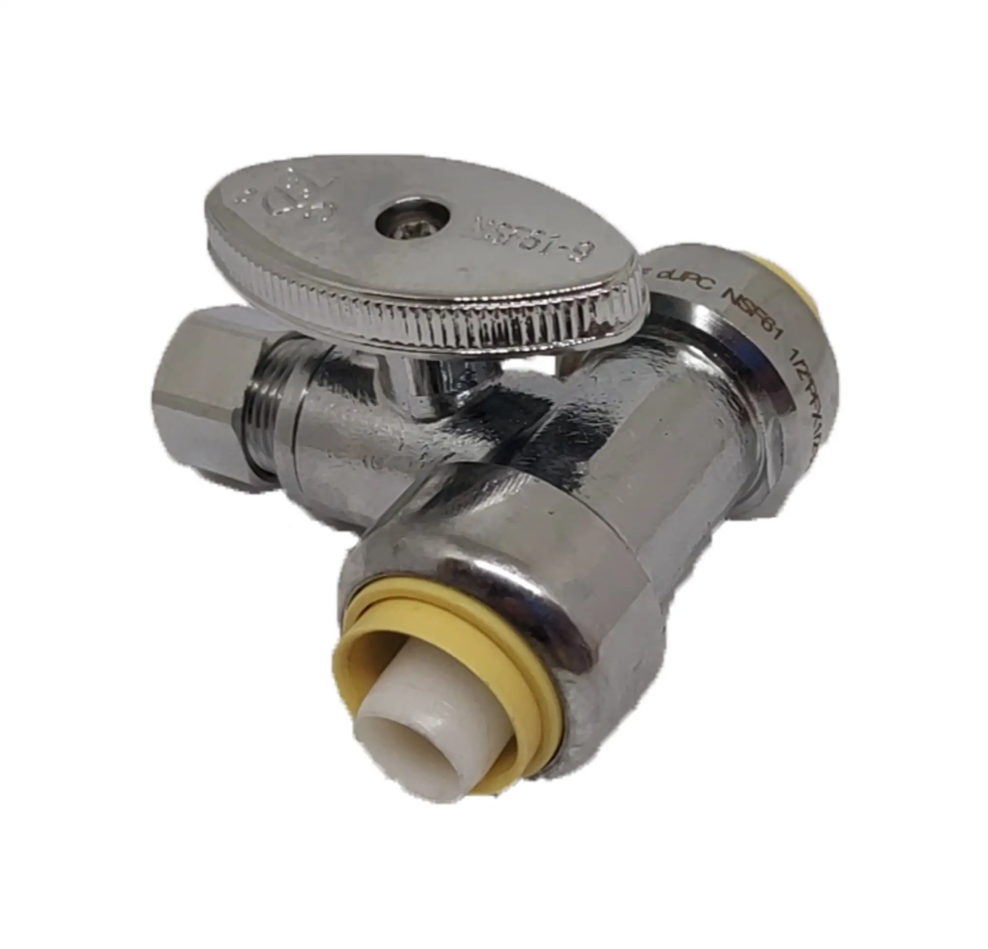Lead Free Brass Pushfit Supply Tee Stop Valve Dula Compression Push To
