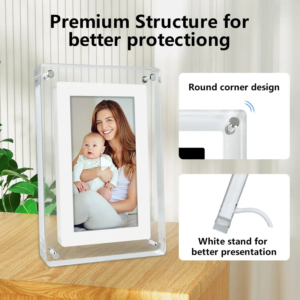 7 Inch IPS 4GB Memory Floating Magic Mirror LCD Digital Photo Frame Make up Acrylic Playing Video Pictures