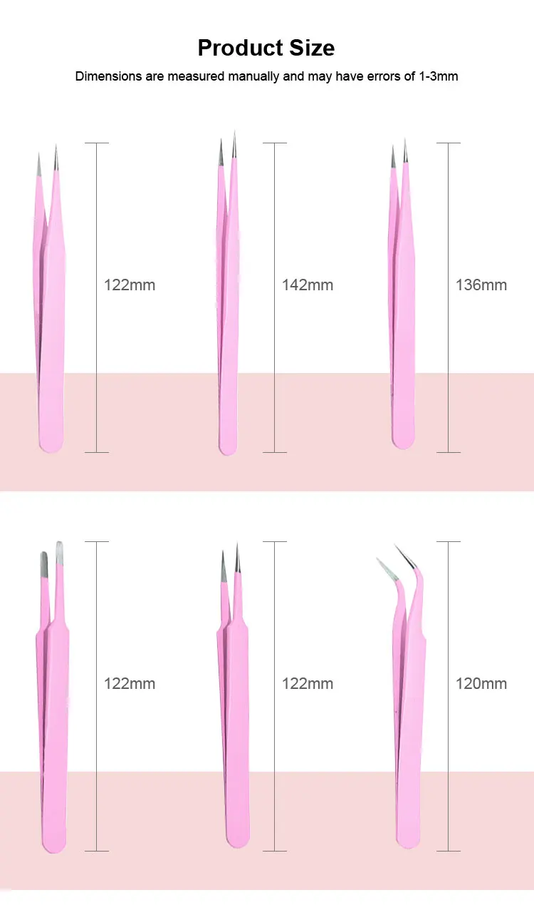 Print Logo Fiber Tip Eyelash Tweezers 45 75 90 Degree Nano Grip