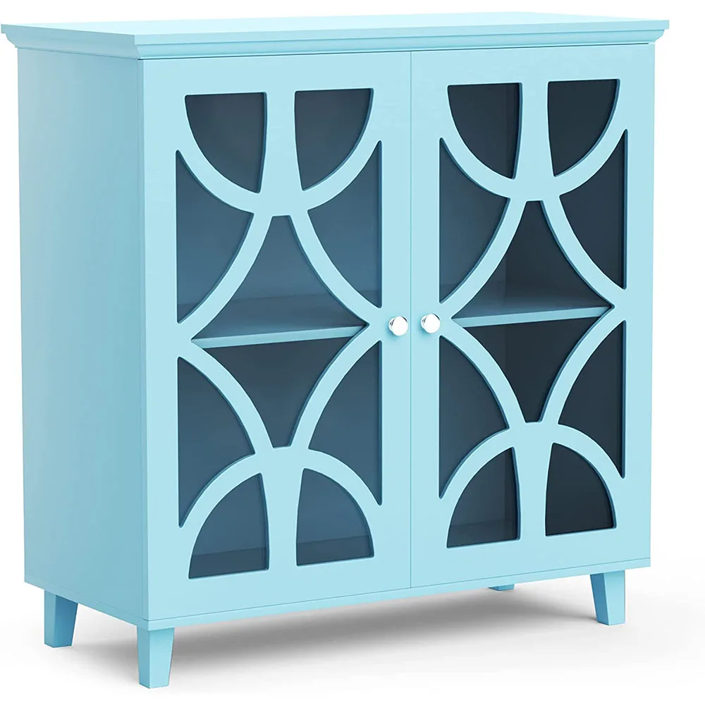 Modernes 2-Tür-Beistellpuff-Unterschrank, kleiner Sideboard-Konsolentisch für Schlafzimmer oder Wohnzimmer, Holzplatten-Eingangstisch