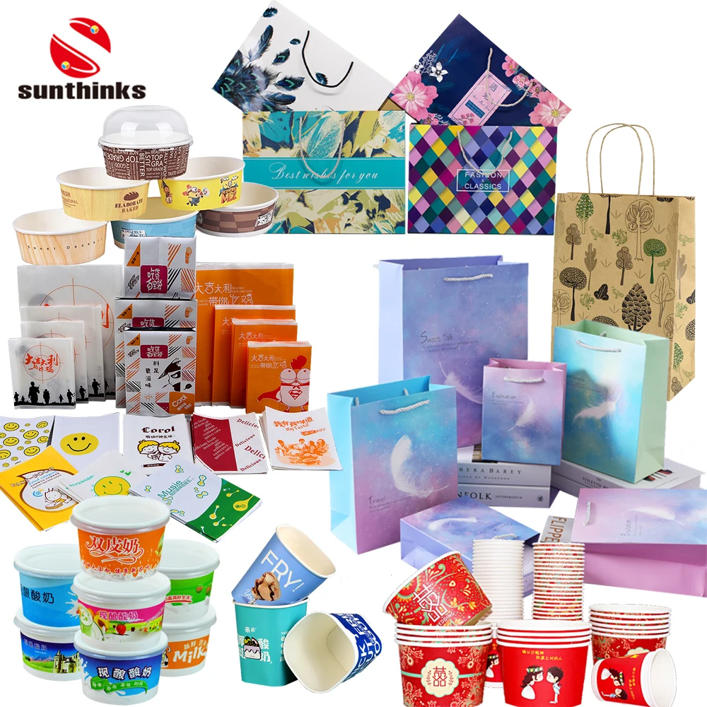 Многофункциональная однопроходная машина Sunthinks для печати на бумажных стаканчиках для упаковки собачьего корма, упаковочная коробка для фаст-фуда, принтер
