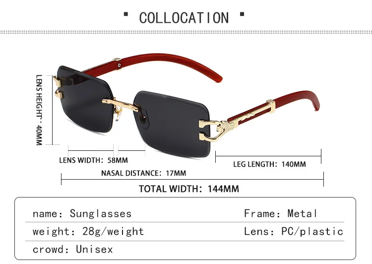 Fashion Rimless Sunglasses Men Designer Square Sunglasses Luxury Brand