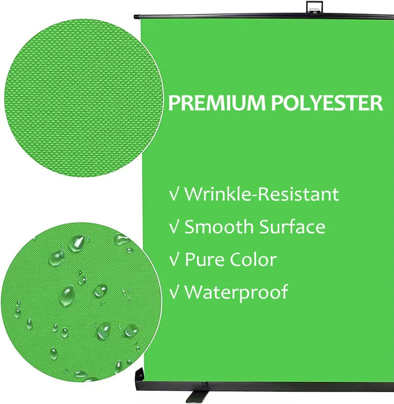 Best Collapsible Canvas Photo Background Backdrop Green Floor Rising Green Screen Background with Stand for Video Conference
