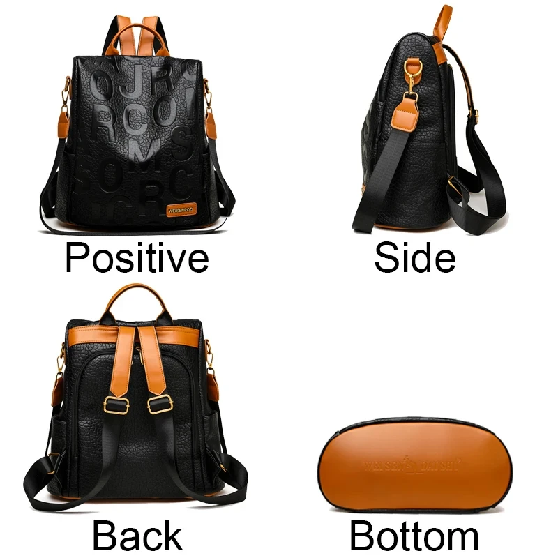 Large Capacity School Girls Bags Travel Back Pack Rucksacks Mochila Women  Backpack PU Leather Bagpack for Girl Ladies Sac a Dos