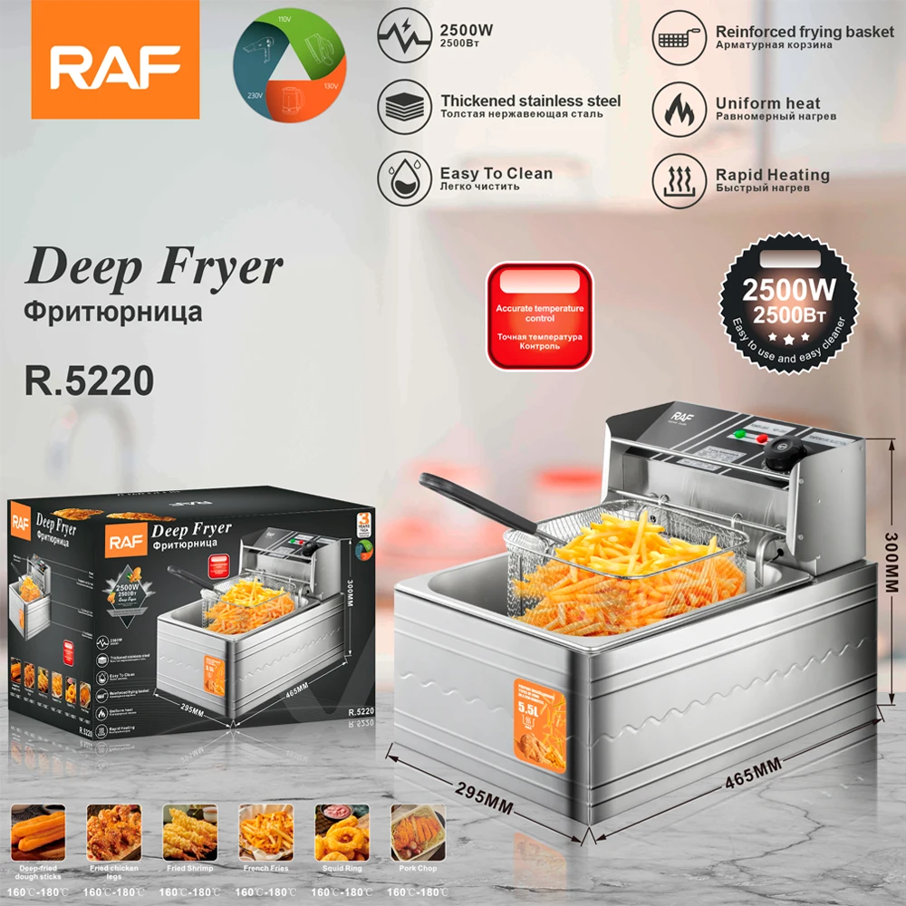 ◉※前Hd1001 未使用保管品 RAF Deep Fryer 電気フライヤー RAF Commercial 5.5L Stainless Steel Deep Fryer for Home Cooking