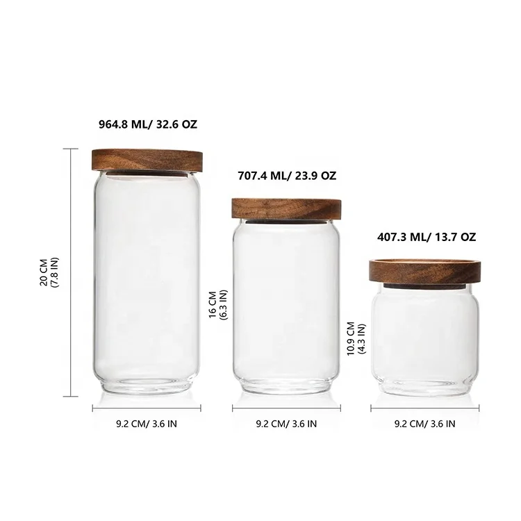 Round high borosilicate glass storage jar with screw bamboo lid - MAY INC