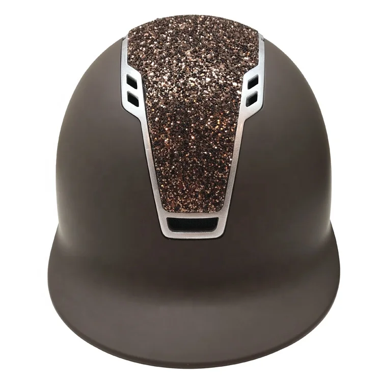 Custom Brown Safety Glitter Fabric Horse Riding Helmet for Men/women