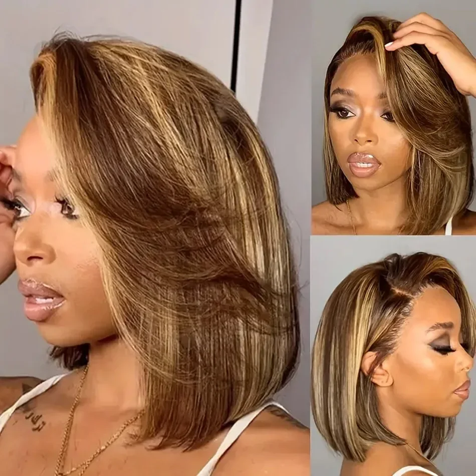 Parrucca bob lace front in capelli veri lisci con meches_voghion.com