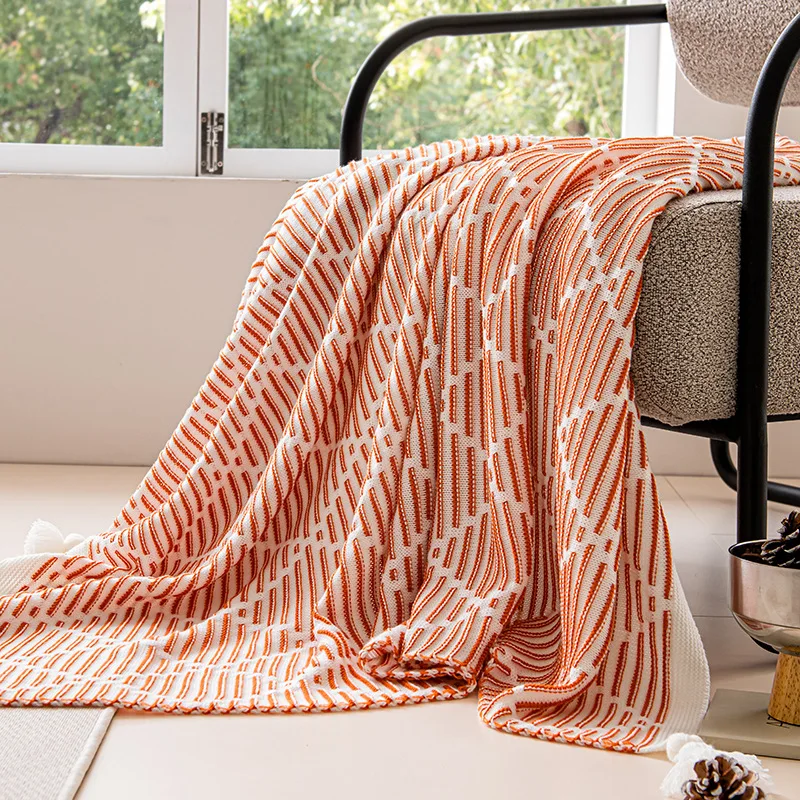 Hot Sale Factory Price Jacquard Pattern Oversize Throw Blanket Tassels Woven Style Chair Sofa Couch Bed Hotels factory